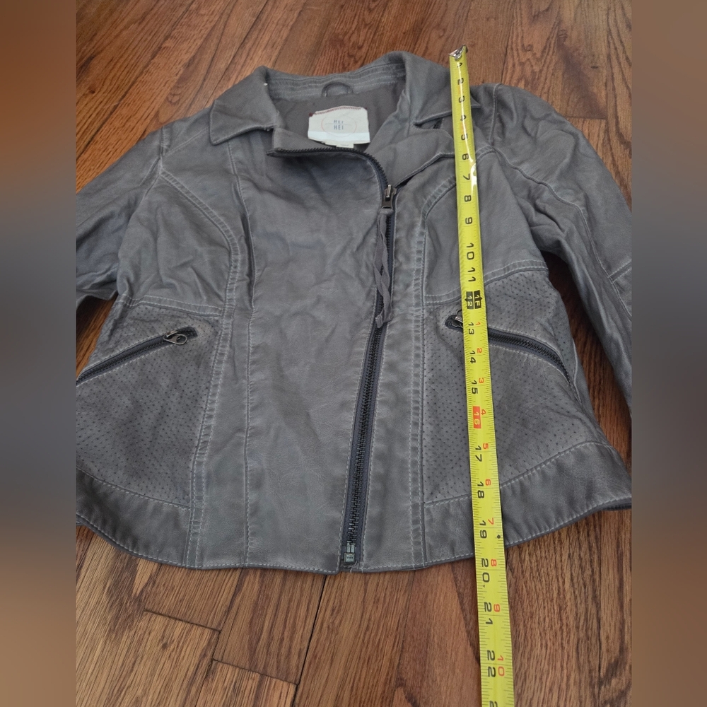 Women's Anthropologie Hei Hei Gray Faux Leather Jacket Small - Picture 14 of 16